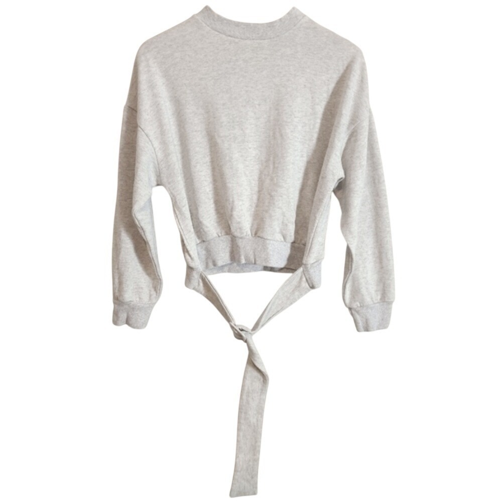 Icone Simons Light Gray Cropped Belt Sweatshirt M Medium Pullover Crewneck Top